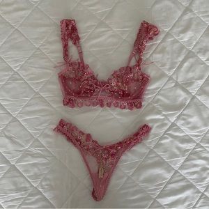 NWOT For Love and Lemons x Victoria’s Secret Fan Floral Lingerie Set